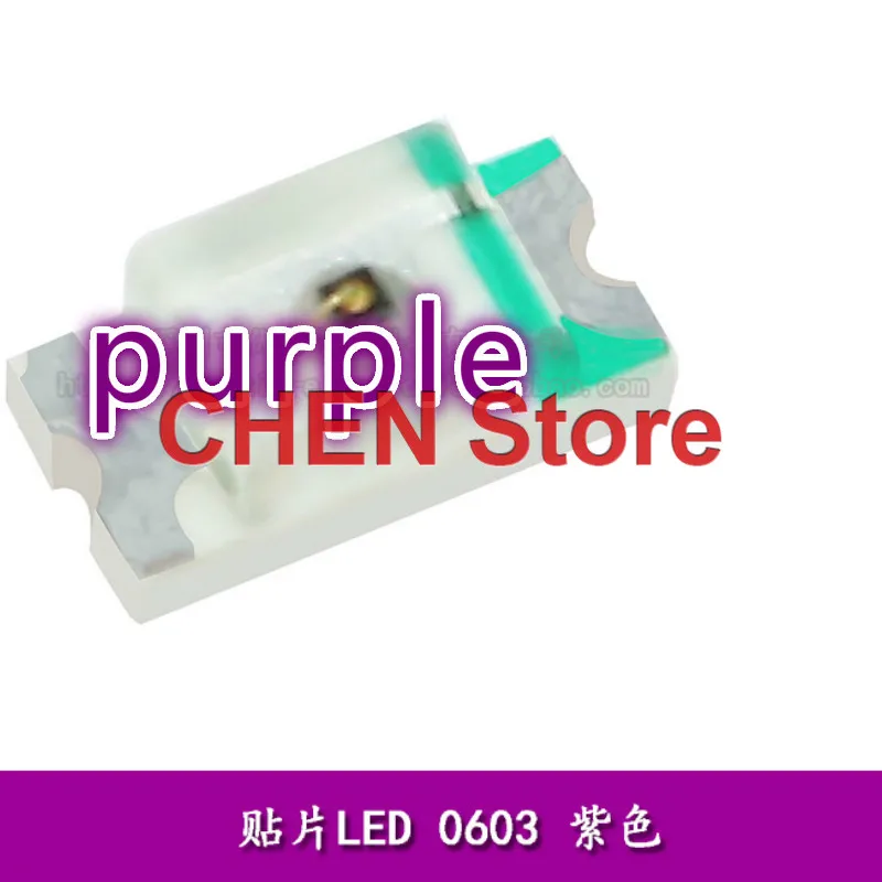 Bộ 100 Ánh Sáng Cao 0603 Màu Tím SMD Đèn LED Chỉ Báo Đèn LED Phát Sáng Chất Lượng Cao Bóng Đèn Trong Suốt Siêu Sáng Hạt Sáng 400-420nm