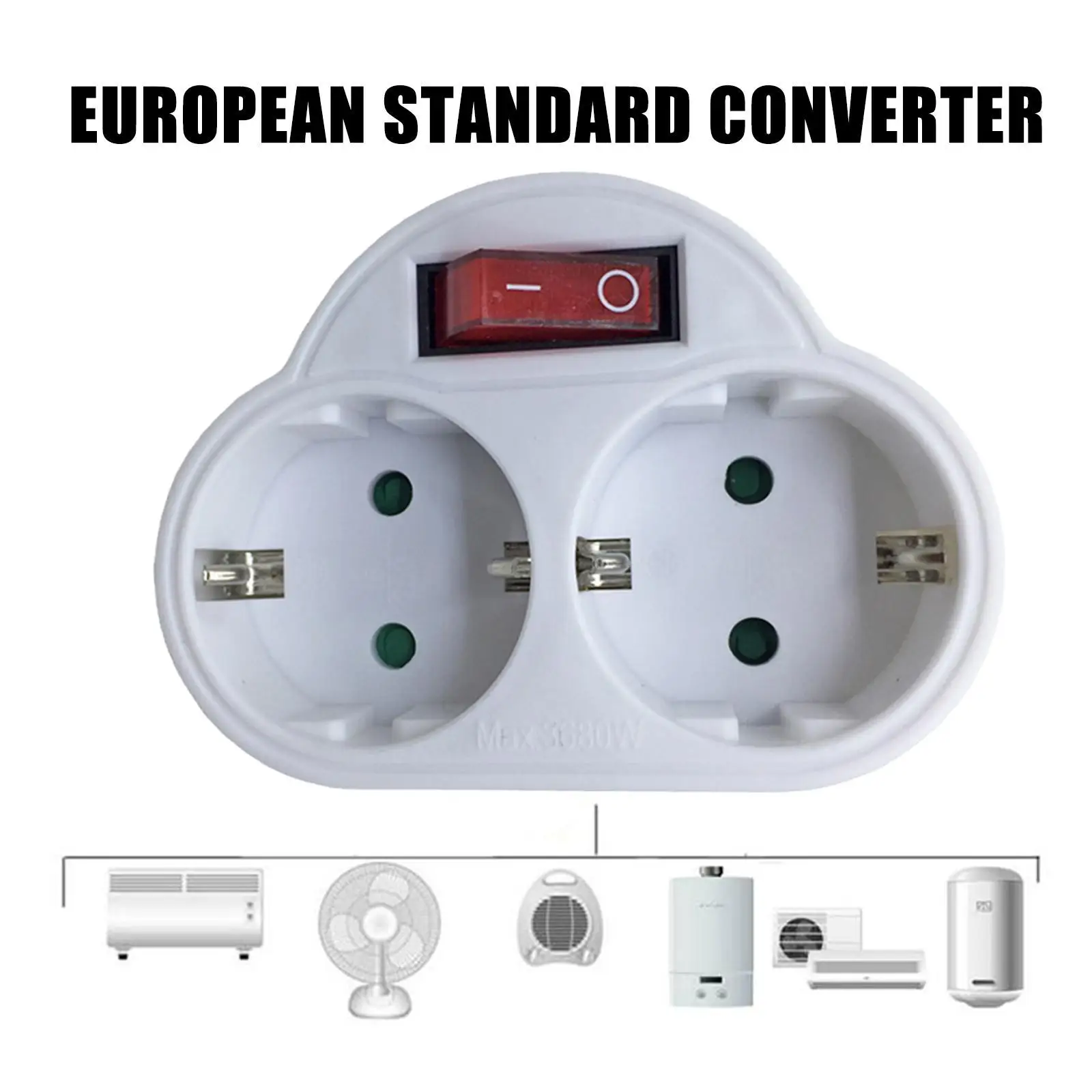  EU Standard Multiple Plug 250V 16A Double Socket Outlet Adapter Plug Socket Conversion Socket Power With ON/OFF Switch