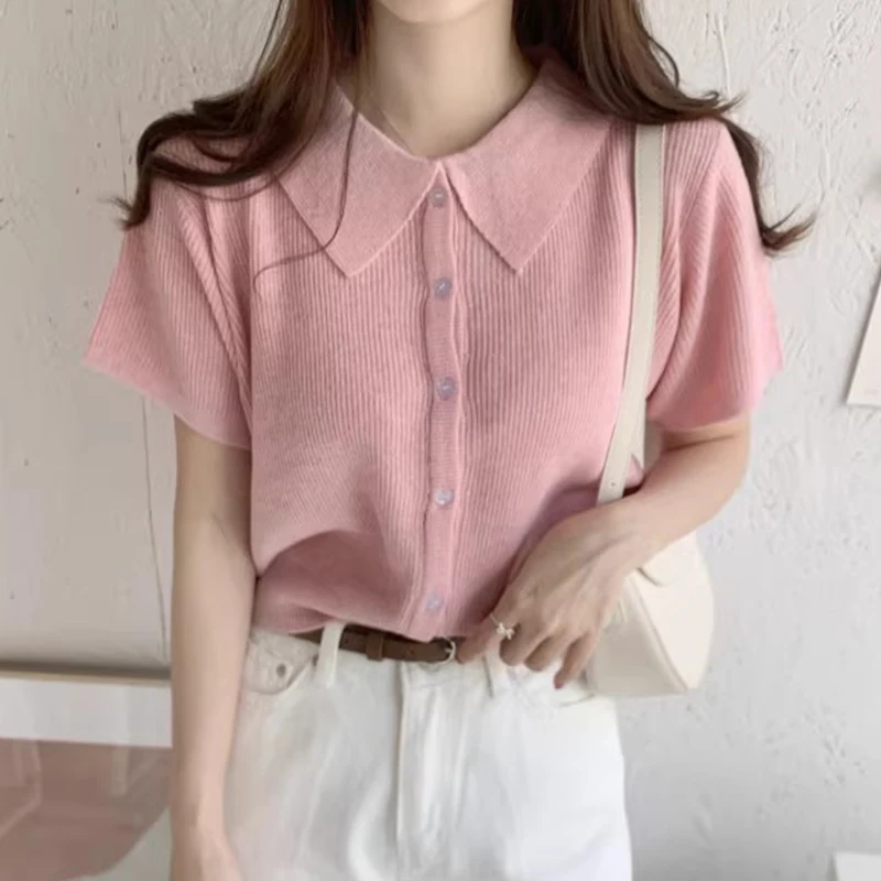 2024년 여름 니트 아이스 실크 슬림핏 어깨 오픈 가디건 여성 패션 출퇴근 스타일 한국 버전