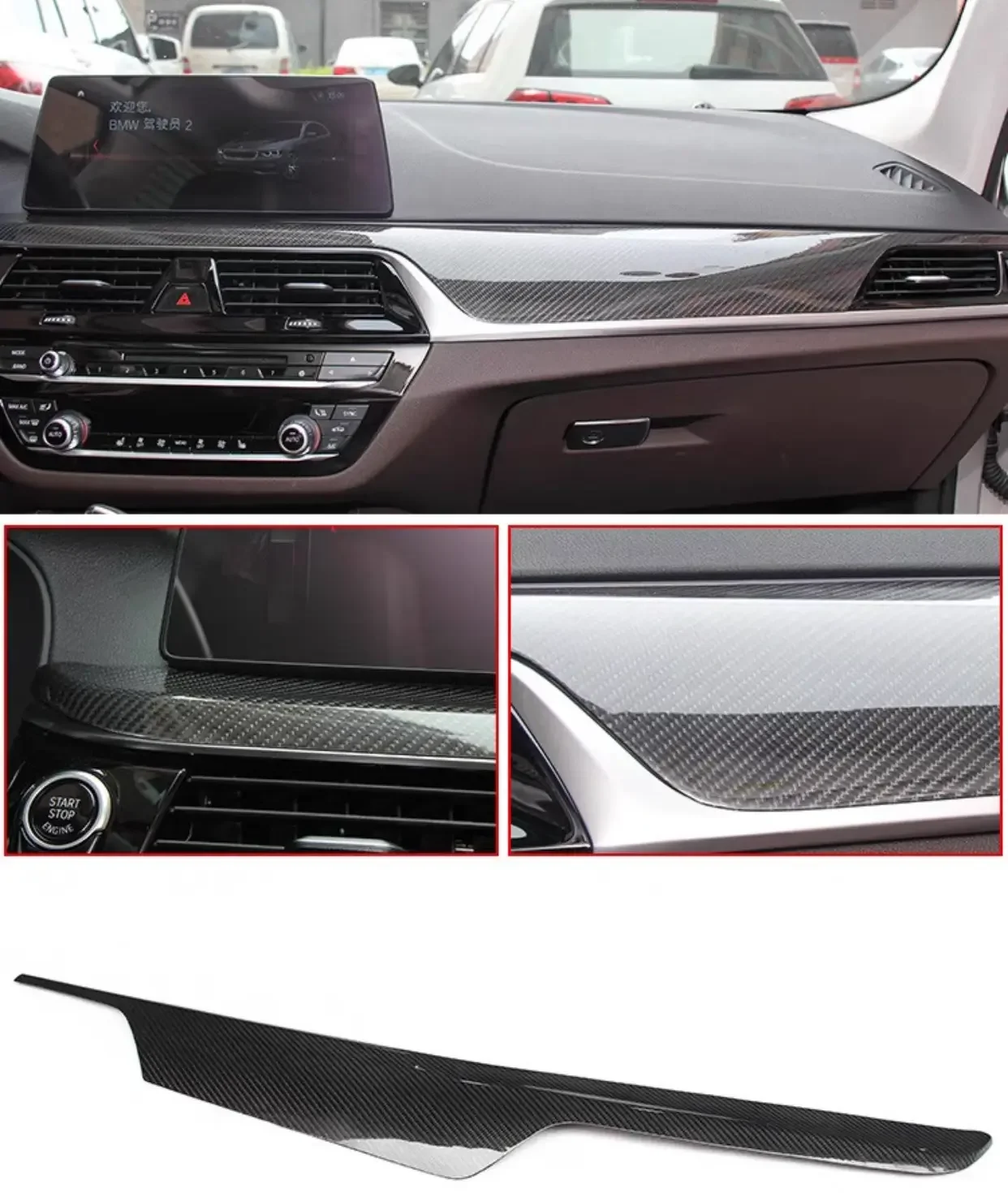 100% twill forged dry carbon fiber automotive interior center console dashboard trim for BMW G30  G32 G38 dashboard panel cover