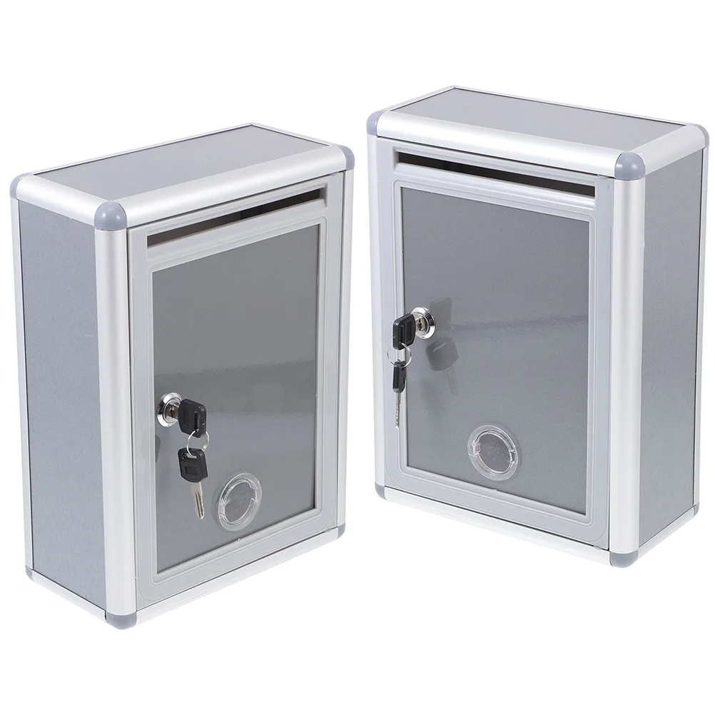 2個の金属製壁掛け提案箱、ロック可能な投票箱、家庭用オフィス用、装飾的で耐久性のある壁掛けボックス