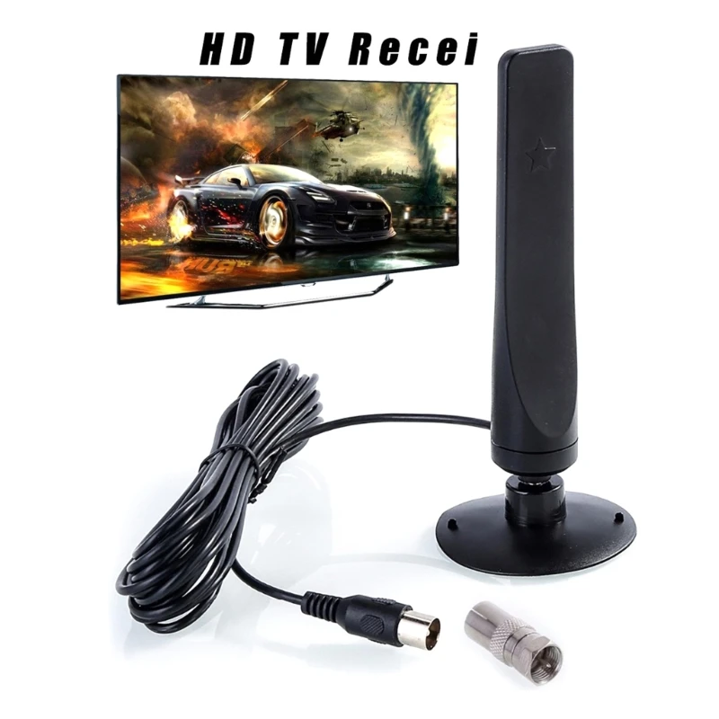 HDTV Antennae Indoor Outdoor HDTV Booster Solid Base Supports 1080p and 50miles Ranging for TV Devices