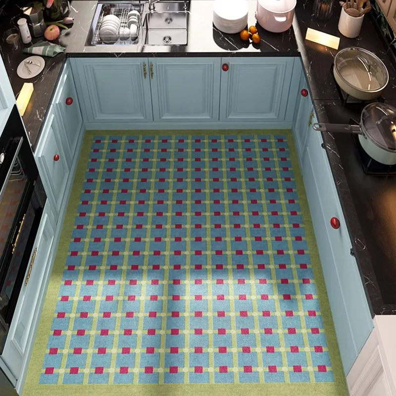 

Kitchen Floor Mat Leather Large Area Waterproof Carpet Non-slip Oil-proof Anti-fouling Foot Mats Wipeable No-clean Rug 주방매트 Pvc