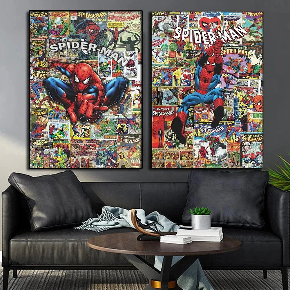 Spiderman Collage Comics Leinwand Malerei druckt Poster die Rächer für Wohnzimmer Schlafzimmer Wand kunst Home Decoration Wandbild Geschenk