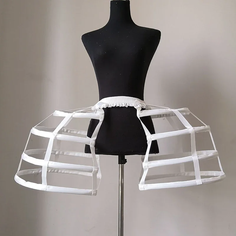 Enagua de raso de crinolina con forma de hueso de pez para mujer, vestido corto de Lolita hueco para jaula de pájaros Bilateral, Cosplay