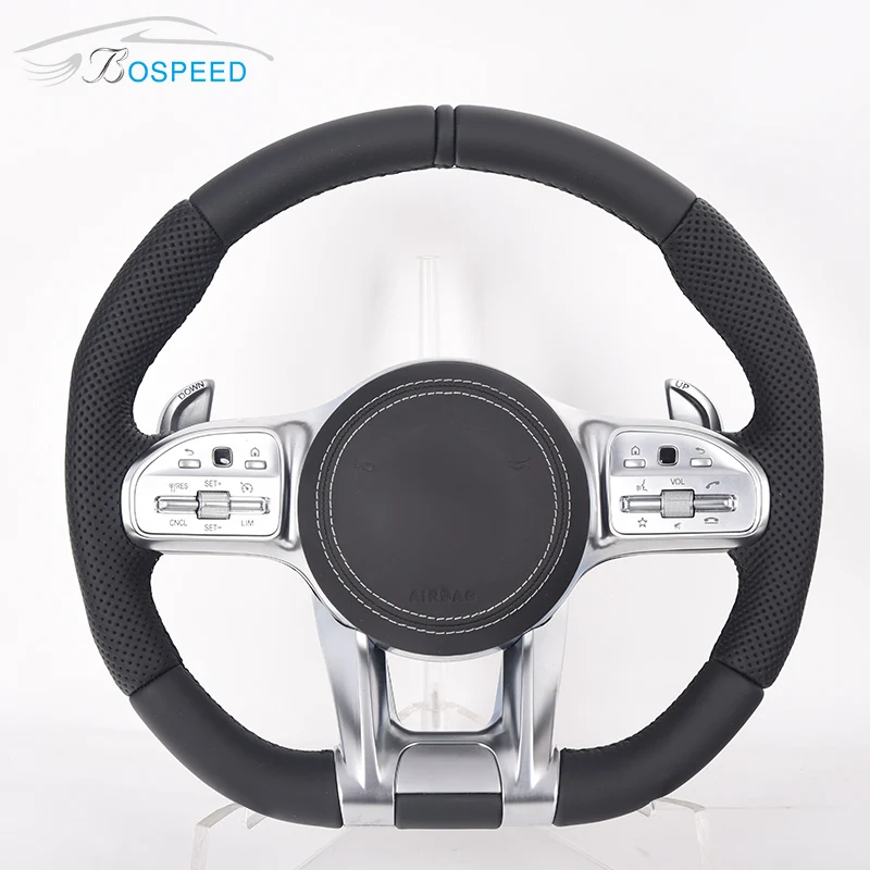 Car Steering Wheel For Benz Amg W205 W204 W211 W212 C43 C63 A45 CLA45 G63 W207 W208 Full Leather Custom