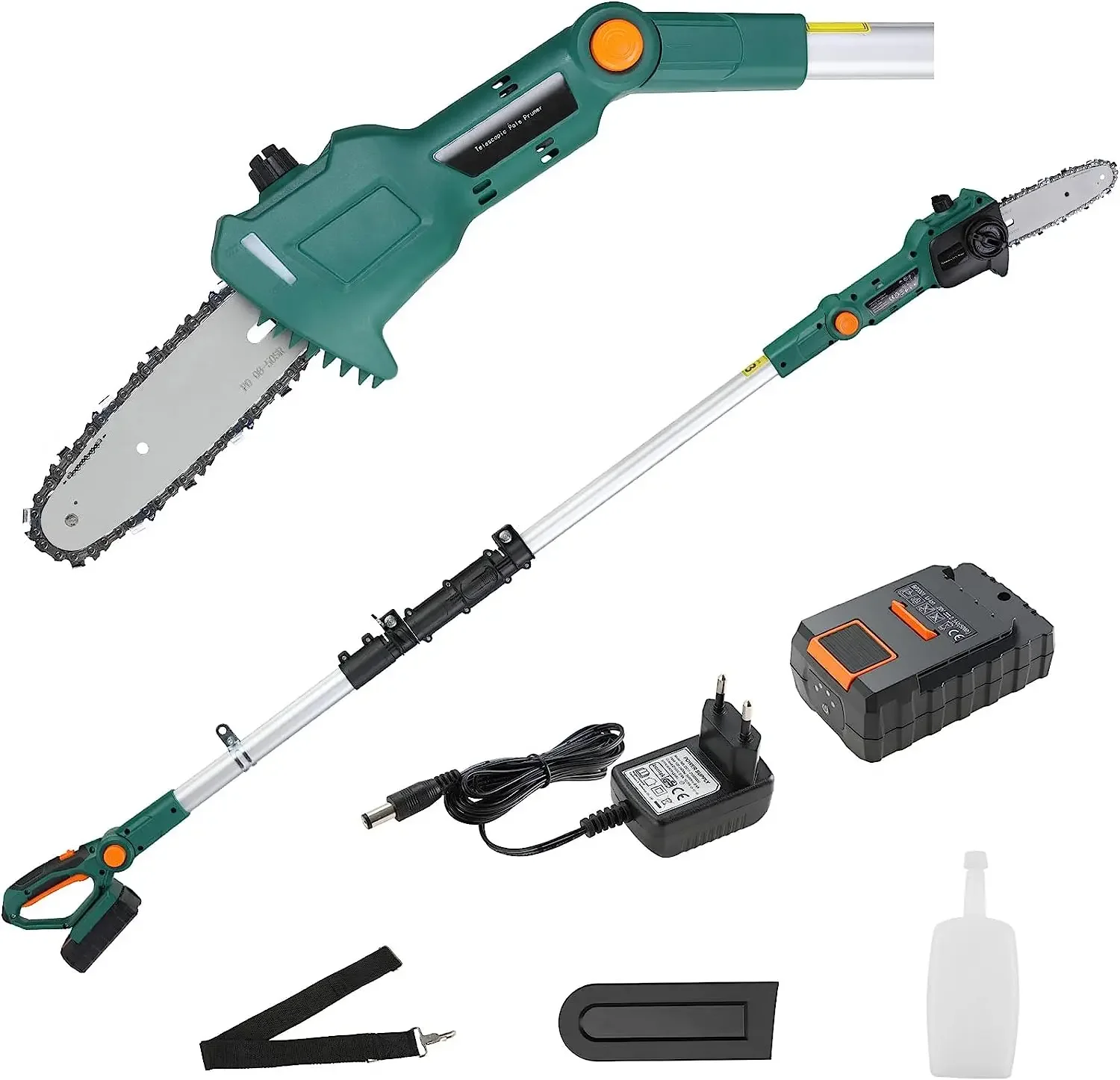 Akku-Stangenschere, Teleskopschere, elektrische Teleskop-Astschere, Stangenschere mit 20 V 2,5 Ah