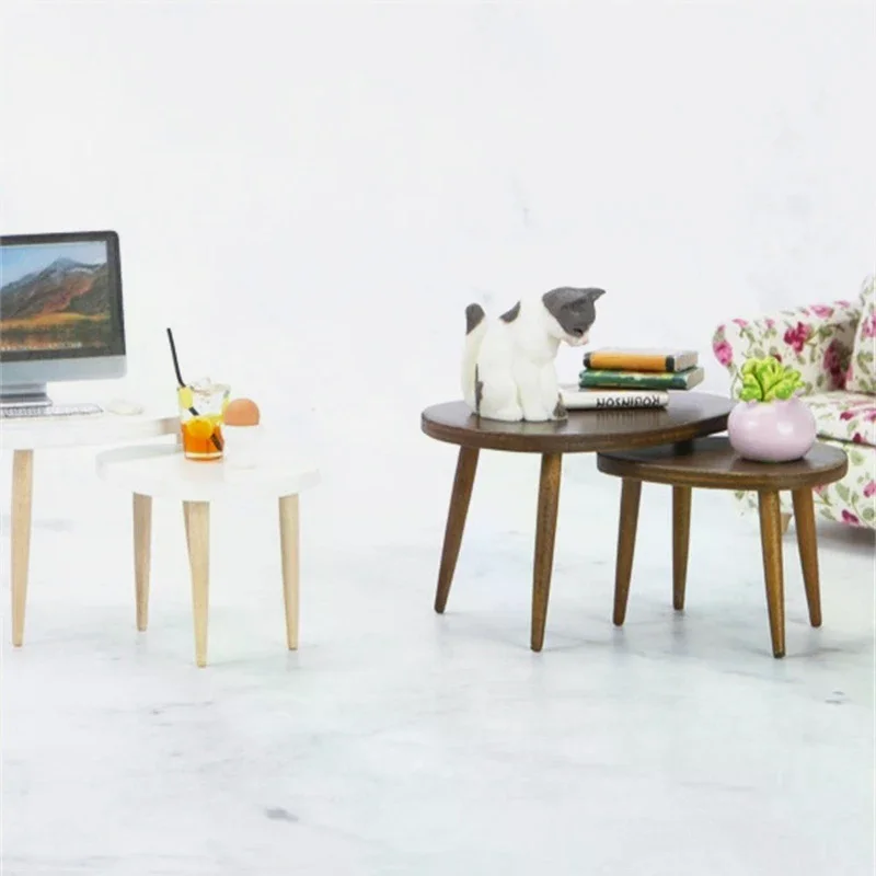 1Set 1:12 Dollhouse Miniature Triangle Coffee Table Computer Desk Tea Table Model Living Room Furniture Home Decor Toy