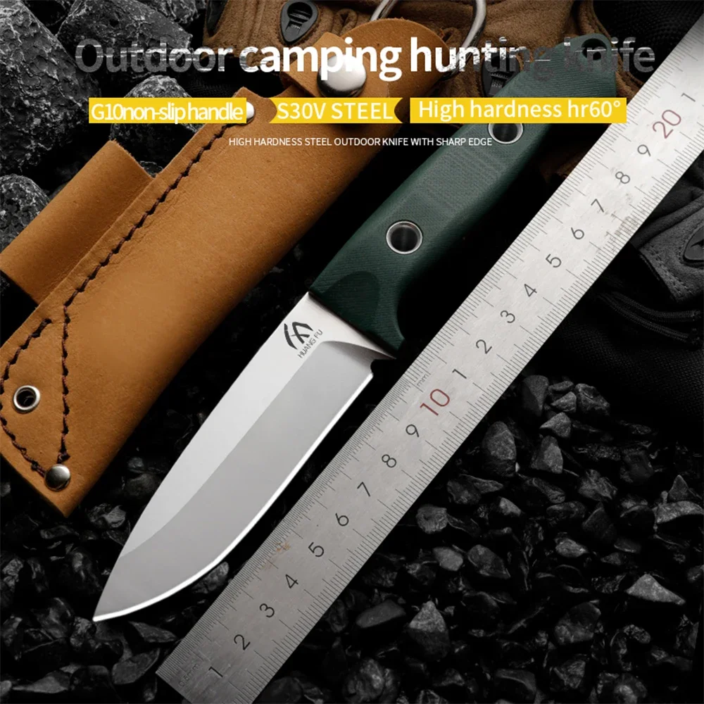 

HUANGFU Premium CPM-S30V Steel Fixed Blade Outdoor Knife for Survival, Hiking, Camping, Hunting - Men's Gift