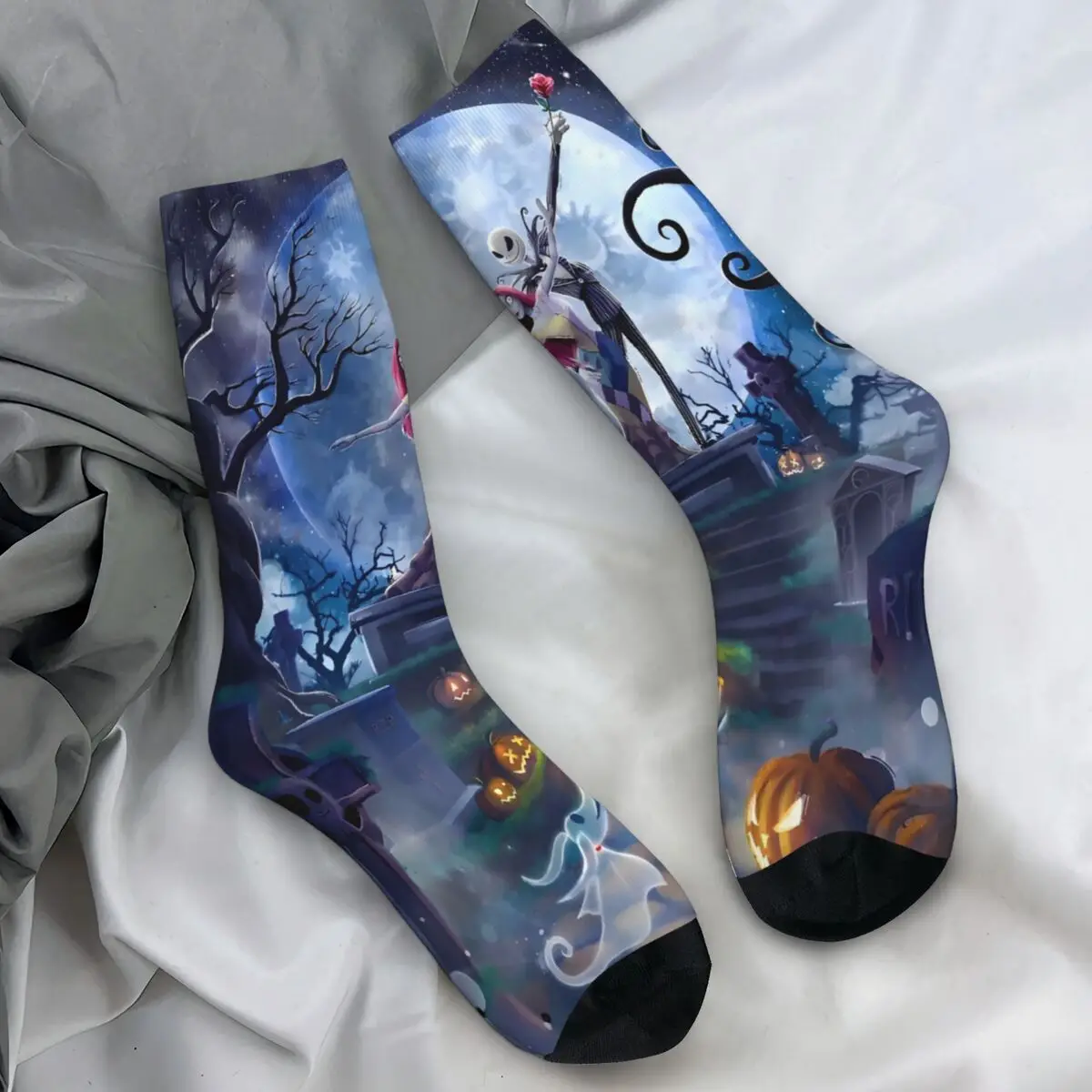 The Nightmare Before Christmas Stockings Men Socks Soft Breathable Elegant Socks Winter Outdoor Sports Anti Slip Custom Socks