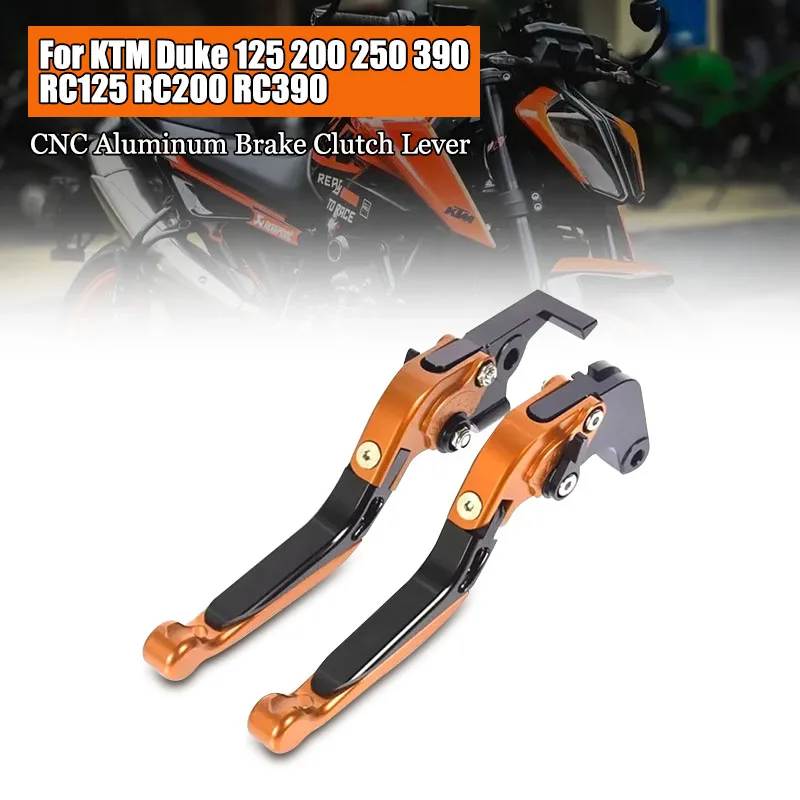 

Для KTM Duke 125 200 250 390 RC125 RC200 RC390 алюминиевые аксессуары для мотоциклов с ЧПУ, регулируемая ручка, складные тормозные рычаги сцепления