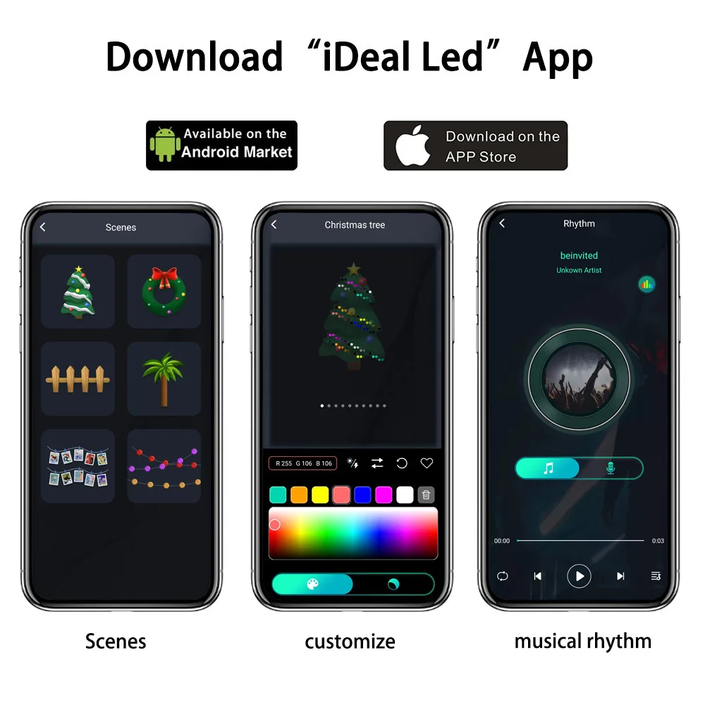 10M Ideal APP LED Light Strip DIY Bluetooth Leather Magic Light String Outdoor Waterproof Christmas Smart Lamp String Decoration