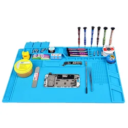 S-140/160/180A1 Silicone Soldering Pad Desk Platform Mat for Welding Station Iron Phone PC Repair Heat Insulation No Lead