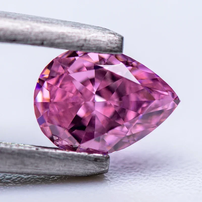 

Hot Sell TOP Cubic Zirconia Wholesale No Certificate Crushed Ice Cut Pear Shape Dark Pink Color Charms Beads for Diy Jewelry Ma