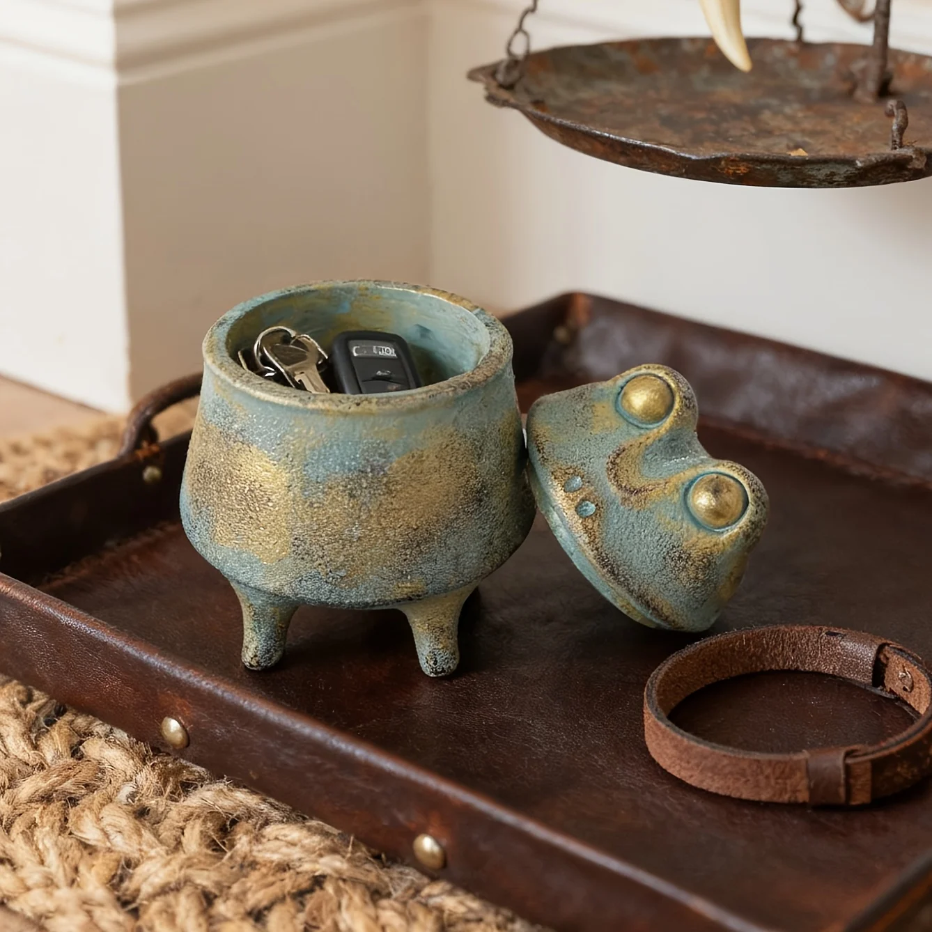 

Винтажная керамическая банка для хранения в форме лягушки, деревенская декоративная коробка для безделушек, настольный органайзер для ключей, ювелирных изделий, мелких предметов, подарок