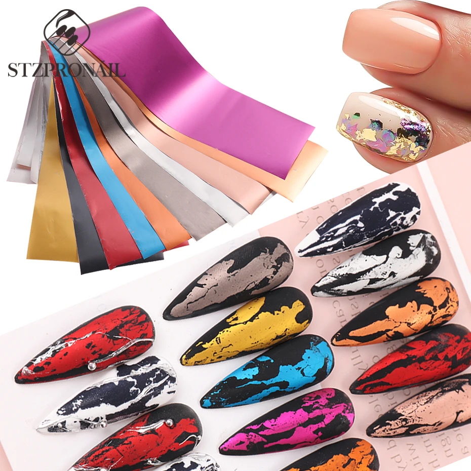 10-kleuren nagelstickerset verheldert uw nagels met een pop van kleur mat zilver goud spiegeleffect nail art decoraties SLDXK