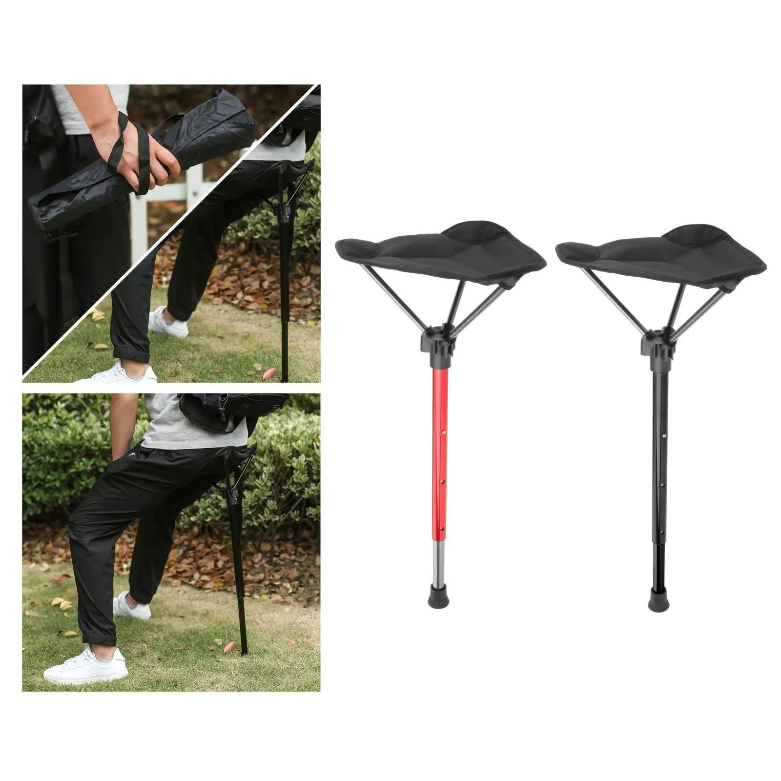Folding Stool Single Legged Slacker Chair Telescopic Travel with Carry Bag