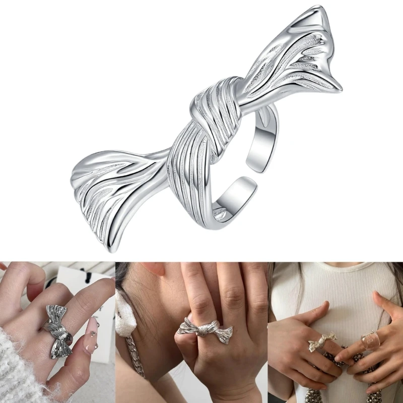 Stylish Bowknot Finger Rings Alloy Bowtie Butterfly Knots Rings Elegant Jewelry Dropsale