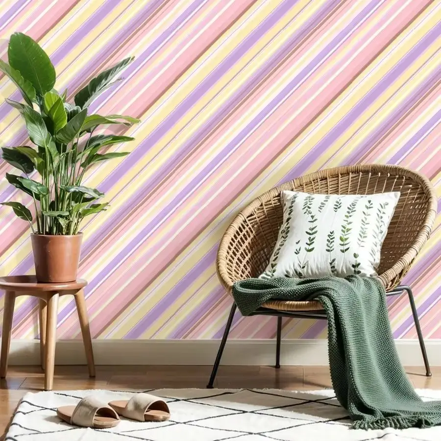 

Пастельные розово-желтые обои лаванды 22,83 "X 118" водонепроницаемые обои для гостиной/спальни/ванной комнаты ПВХ стикер на стену