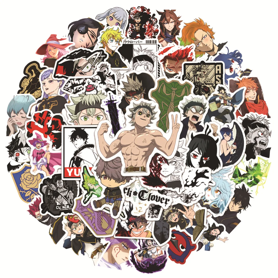 50pcs Cartoon Black Clover Series Graffiti Stickers Suitable for Helmets Desktop Wall Decoration DIY Sticker Pack Wholesale