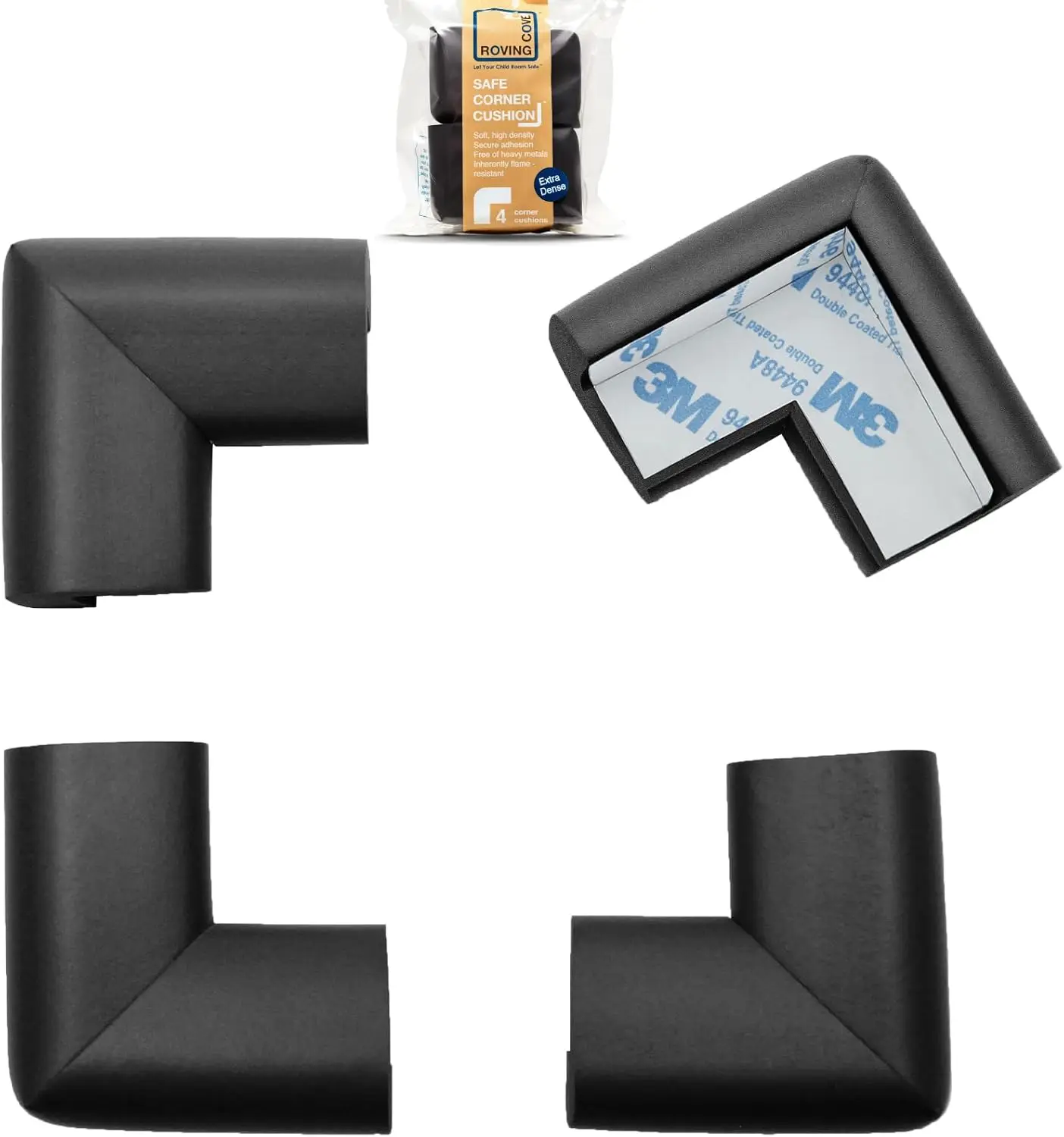 

Сверхмощные детские угловые протекторы, 4 больших бампера из мягкой резиновой пены с клеем 3 м, черный оникс