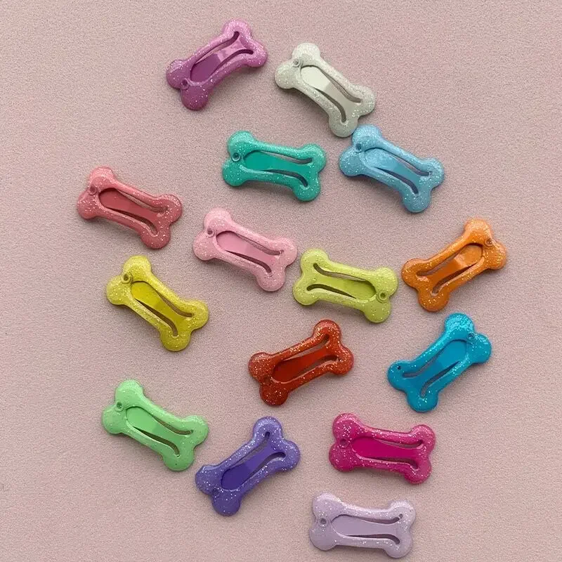 20pcs New Cute Candy Color Square Bone Shape Hairpins for Dog Cat  Hair Clips BB Hairpin Barrettes Headwear Pet Hair Accessories