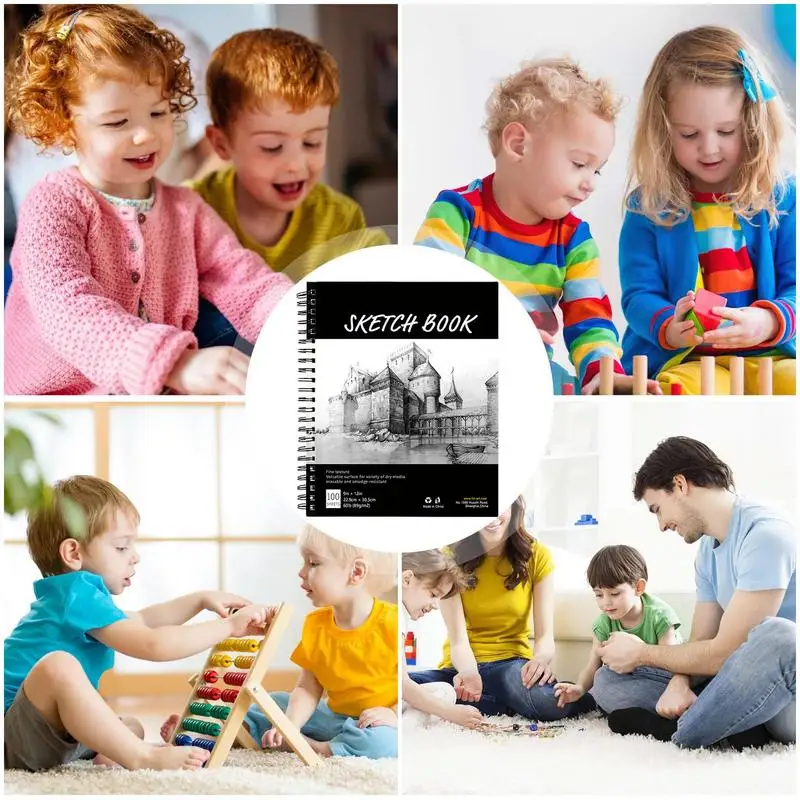 Bloc de bocetos de artista de 9x12 pulgadas, bloc de dibujo de encuadernado en espiral, cuaderno de bocetos con escritura suave para pasteles, lápices, crayones
