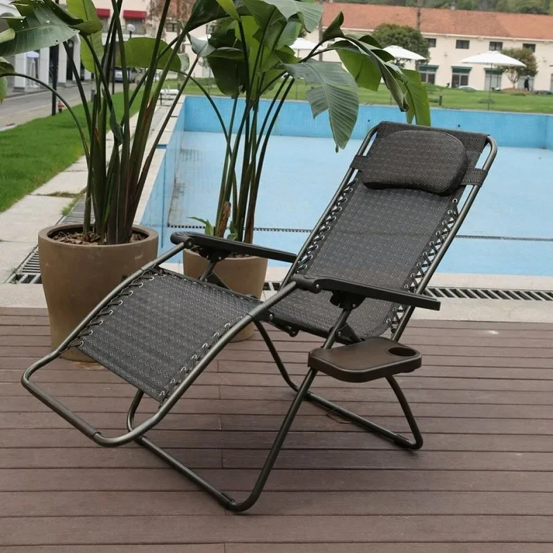 High Quality Beach Chair Recliner Chair Sun Lounger with Cup Holder