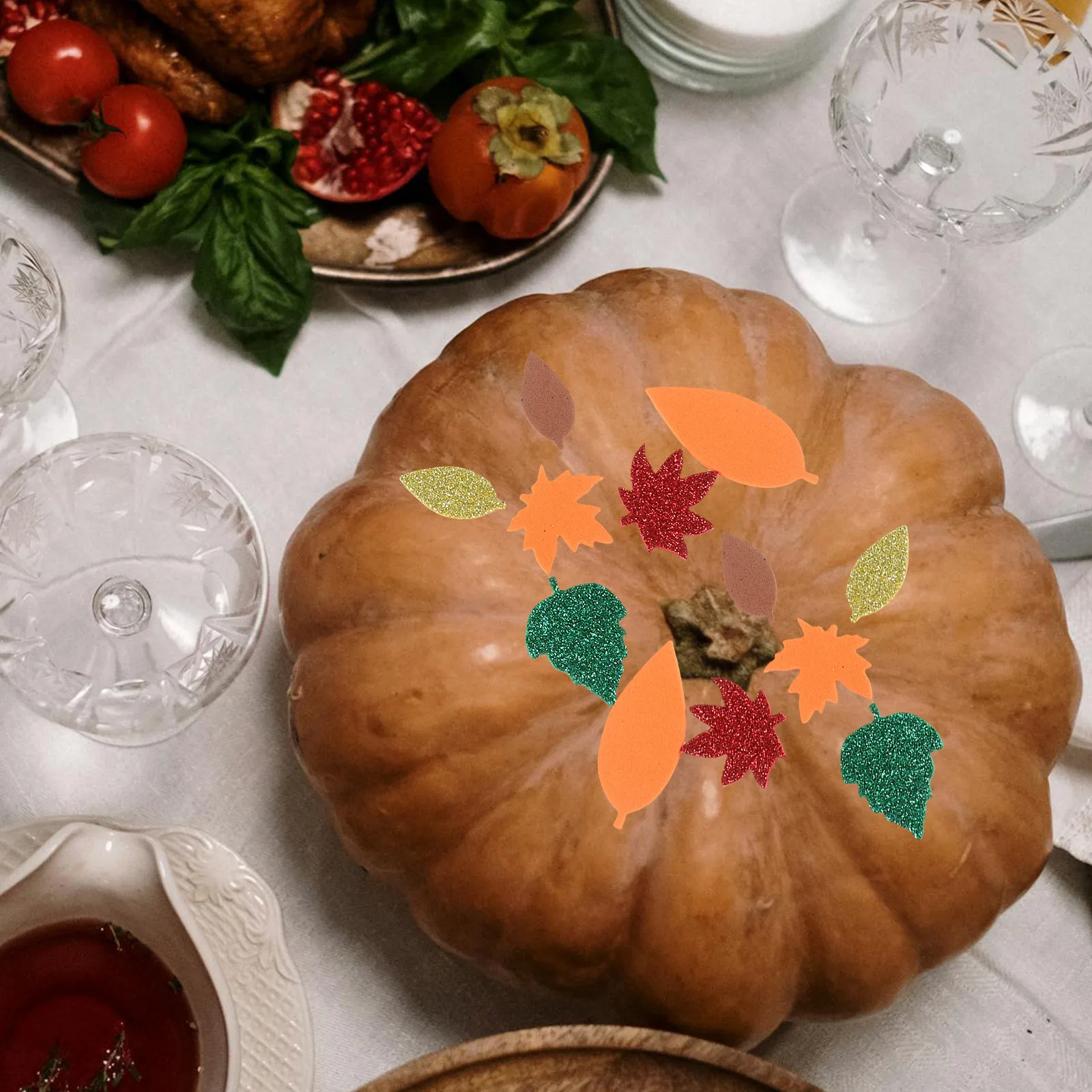 

500Pcs Artificial Fall Maple Leaves Thanksgiving Decor Vivid Textures Safe Durable Foam Material Party Favors Fake Maple Leaf