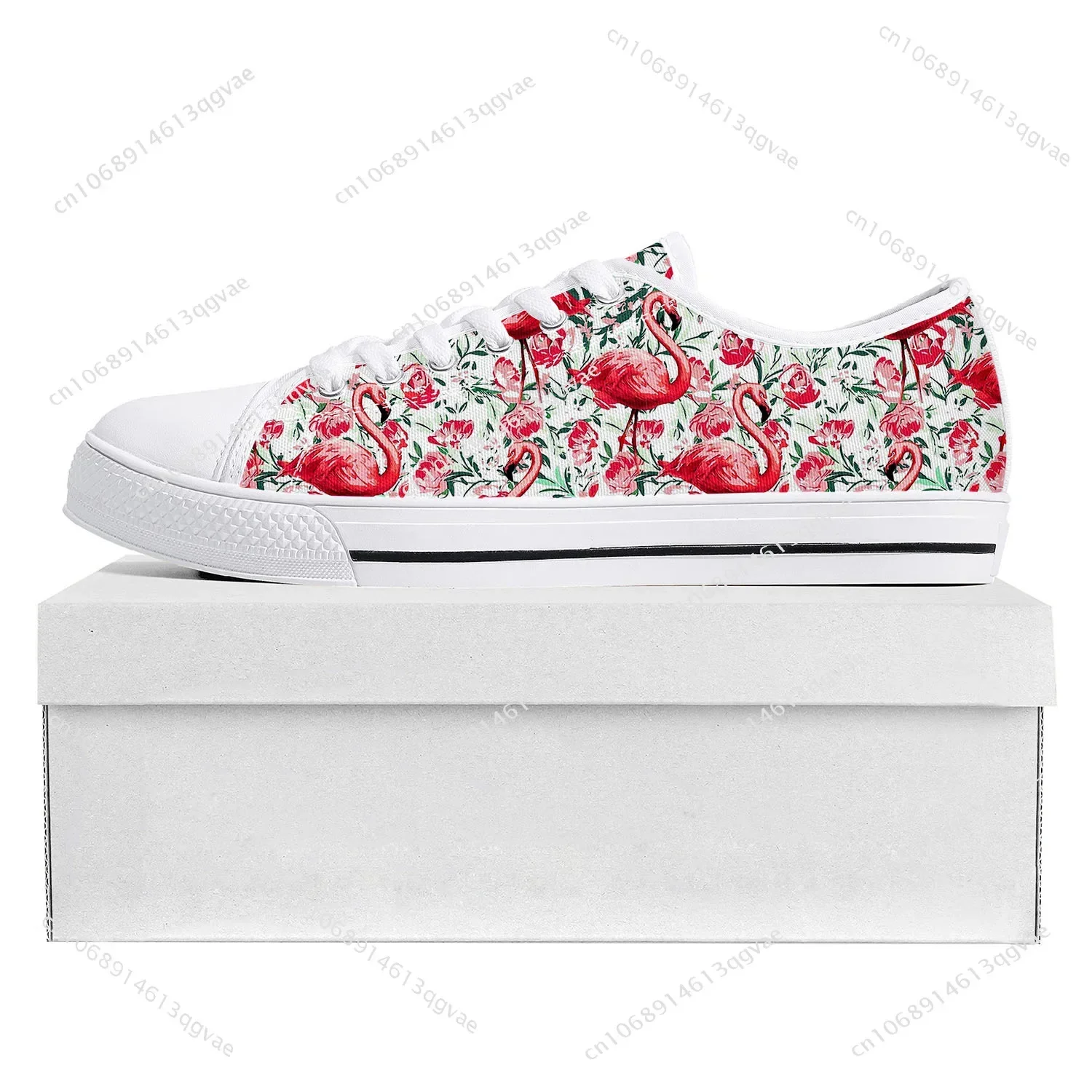 Flamingo Printed Low Top High Quality Sneakers Mens Womens Teenager Canvas Sneaker Casual Couple Shoes Custom Made Shoe White