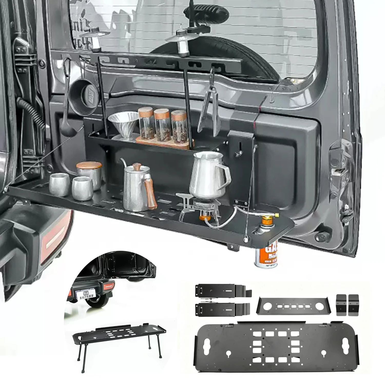 

Подходит для Suzuki Jimny, 3-дверная, 5-дверная, 2018-2025, панель хранения задней двери, складной стол, удлинители багажника