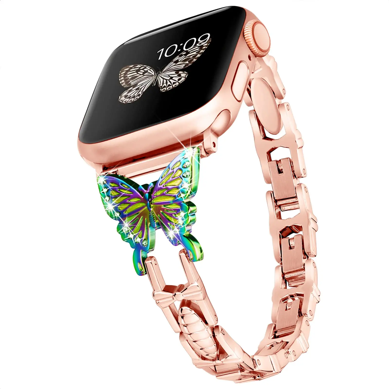 Diamant Metallband für Apple Watch Band 7 6 se 5 4 3 2 Schmetterling Armband 45mm 38mm 40mm 42mm 44mm für iwatch Schleife 41mm Schmuck