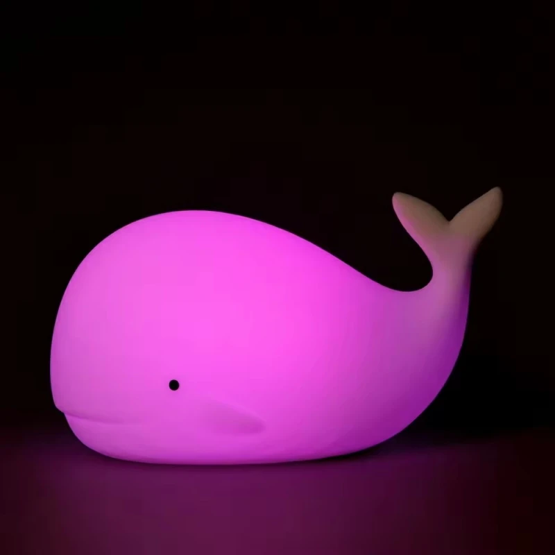 7 Colors Whale Silicone Night Light,Rechargeable Silicone Lamp,Color Changing Christmas Halloween Gift，Bedroom Co