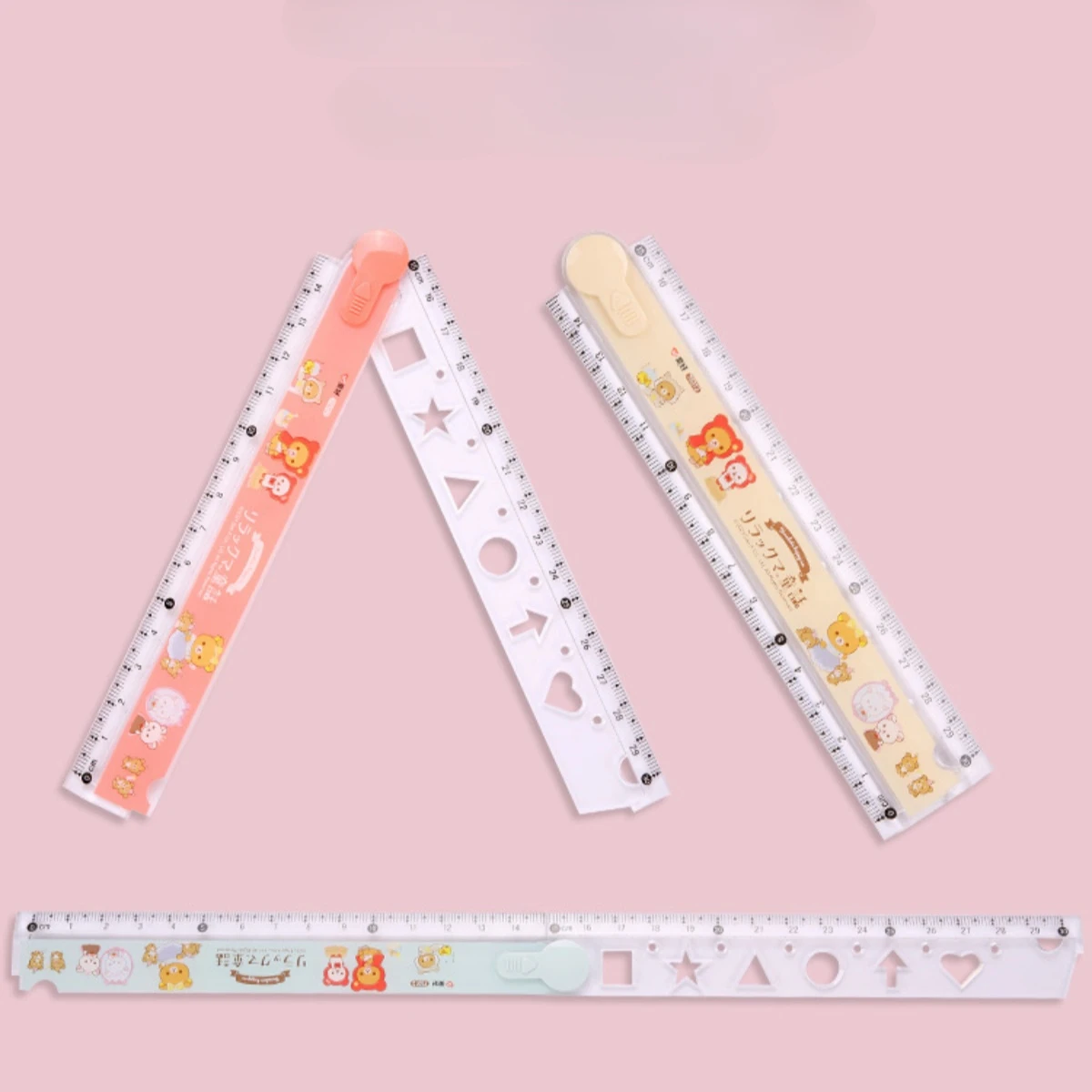 3 pcs/pack Kawaii Rilakkuma Bear Plastic Folding Straight Ruler Cute Stationery Measuring Tool School Office Supplies