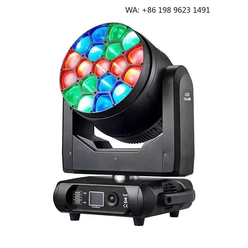 19x40W IP65 Waterproof Bee Eyes Moving Head Light RGBW Stage Wash Lamp for Wedding Disco Outdoor Concert Stage