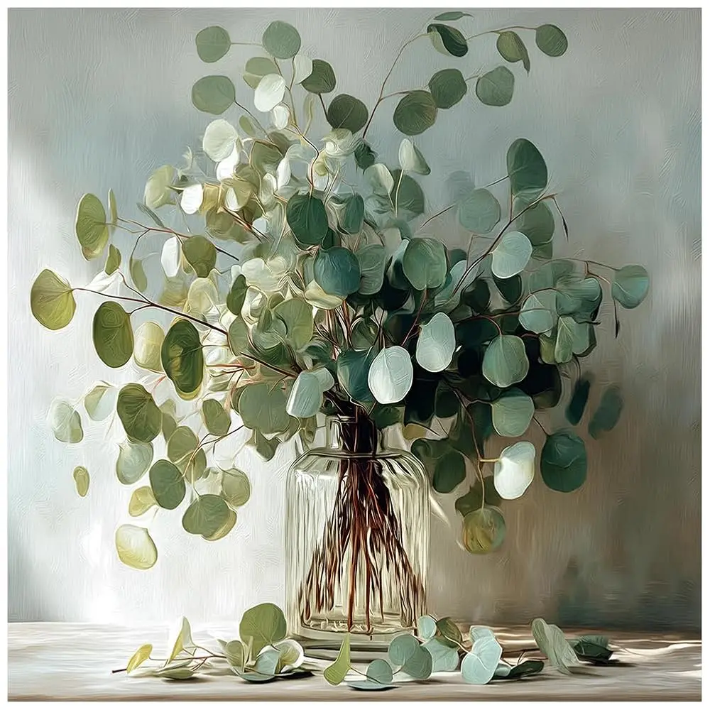 

Наборы для алмазной вышивки для взрослых: Эвкалипт, 5D Алмазные наборы с цветами, Алмазная мозаика с круглыми стразами в виде растений и листьев, DIY