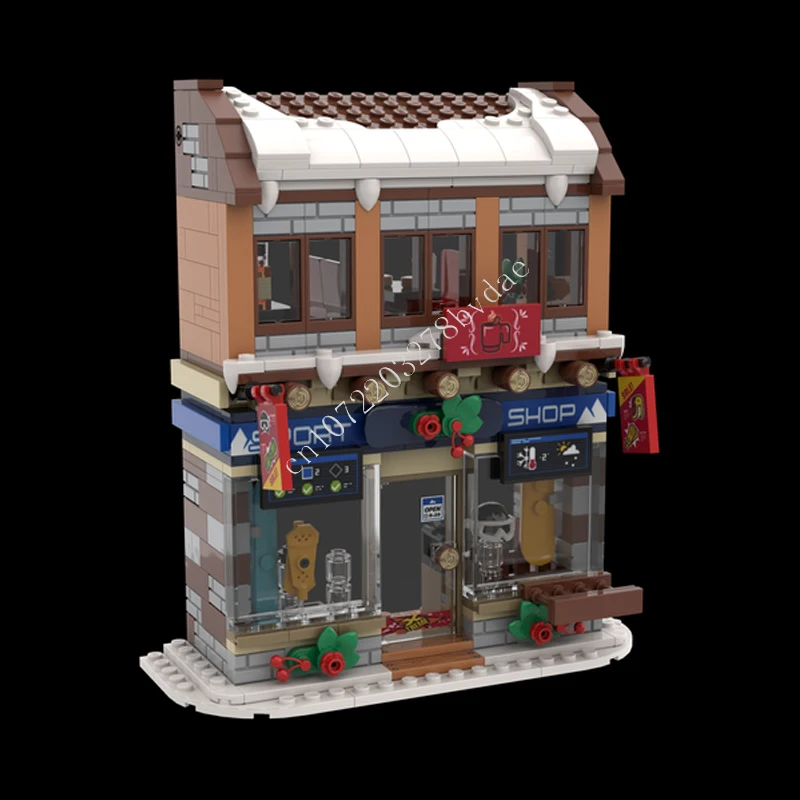 Kerstbakkerij (40696) Creatieve Street View Karaktermodel Bouwstenen Onderwijs Assemblagemodel Speelgoed Geschenken Kerstcadeau.