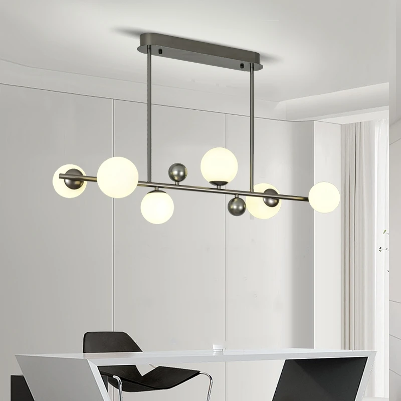 Imagem -03 - Modern Chandelier Interior para Salão Black Metal Vidro Branco Sala de Jantar Quarto Hall Lâmpada de Arame Ajustável Dropshipping g9