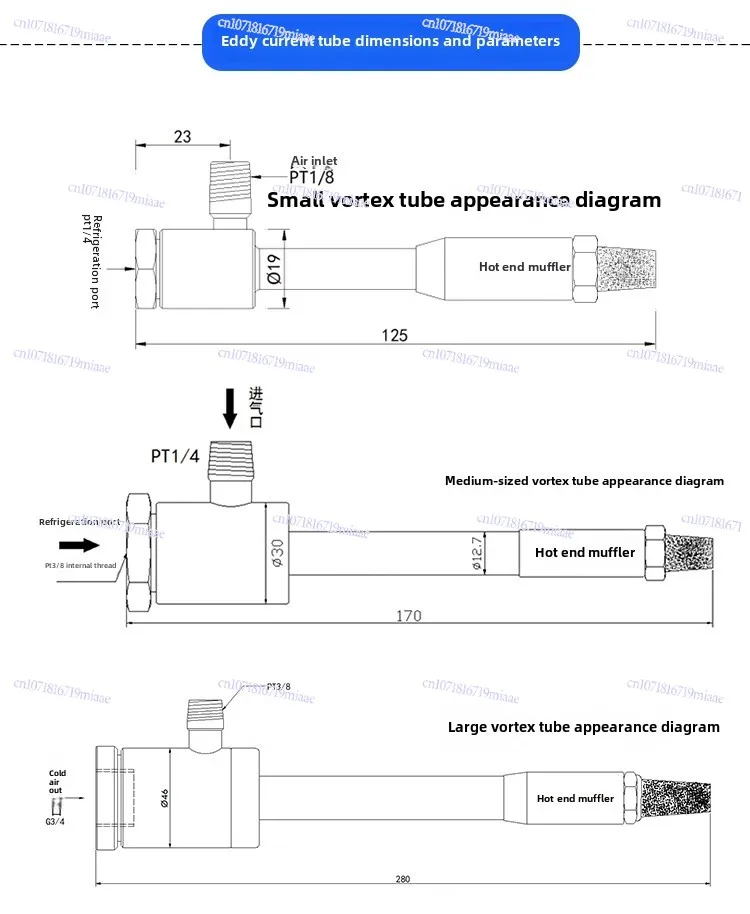 Grote Vortex-buiskoeling 45-graad Vortex-koelpistool Persluchtkastkoeler