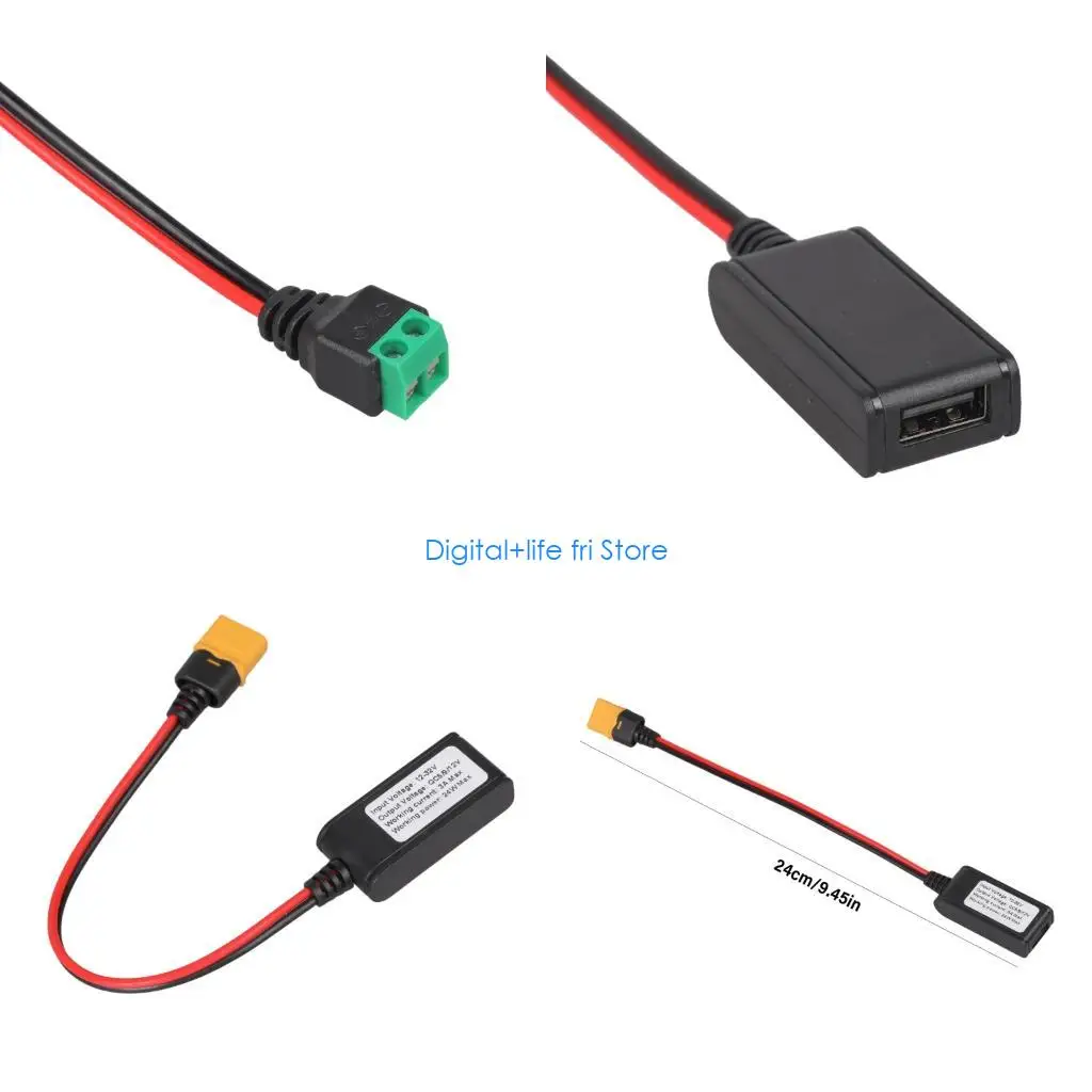E06D QC3 0 USB Charging Cable For Phones Tablets Fan Light From XT60 Connector
