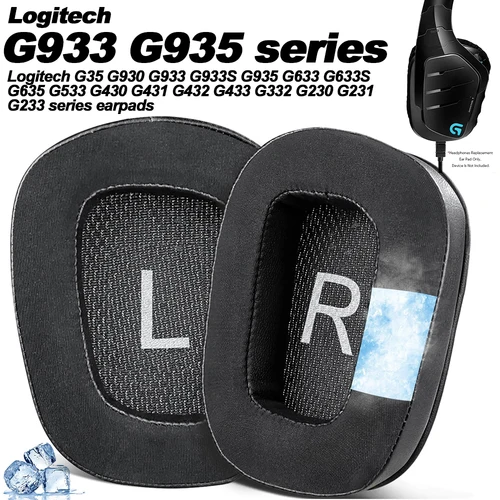 Imagen 1 del producto Almohadillas compatibles con Logitech G35 G930 G933 G933S G935 G633 G633S G635 G533, almohadillas de espuma viscoelástica para los oídos, cojines de repuesto supraaurales
