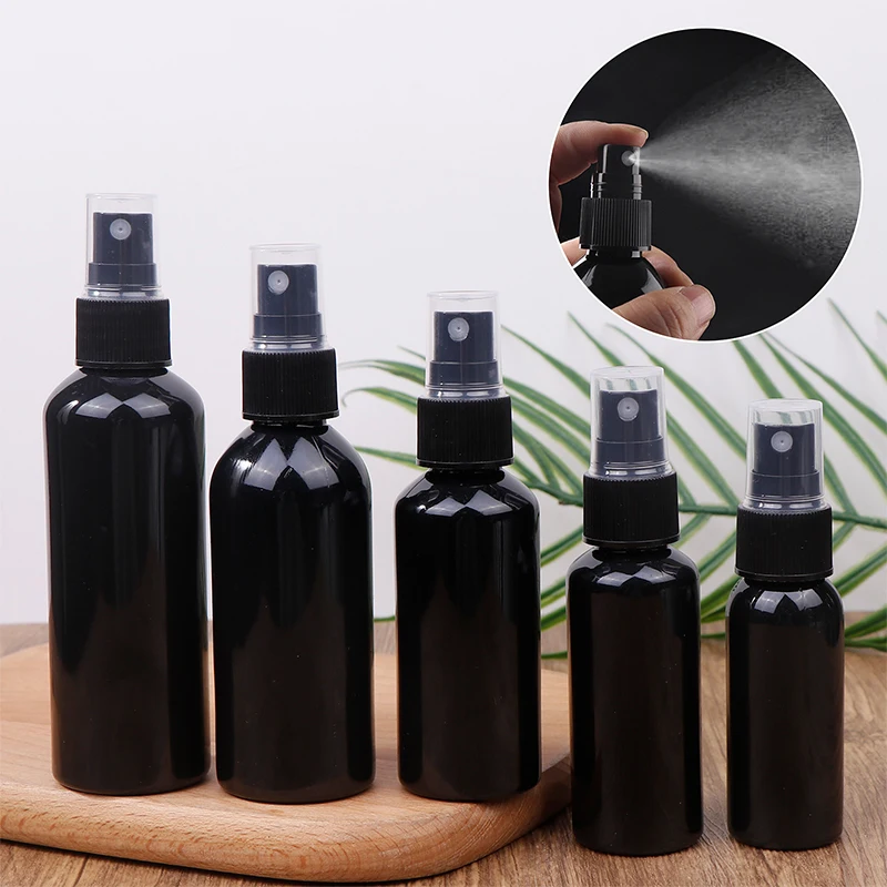 10 pz Nero PET Spray Bottiglia Da Viaggio Portatile Riutilizzabile Profumo Acquosa Emulsione Liquido Make Up Contenitore Atomizzatore