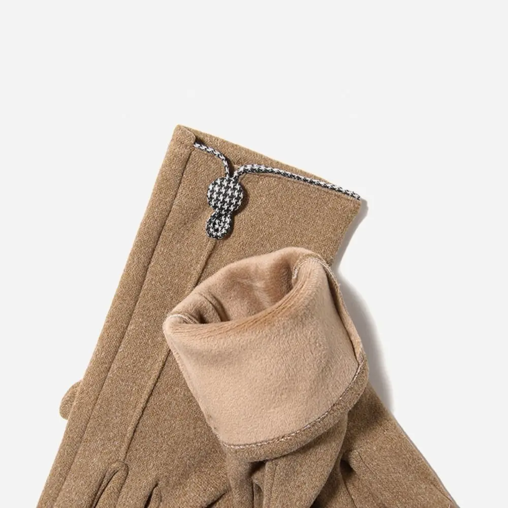 Moda cor sólida inverno luvas de veludo manter quente à prova de frio luvas de tela de toque à prova de vento de pelúcia feminino luvas de inverno