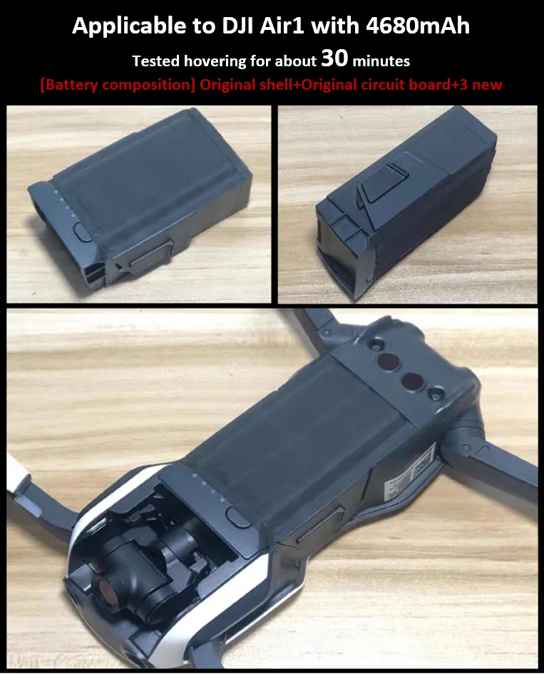 Larger capacity refitting battery 4000 ~ 4680mAh for DJI Mavic Air 1 Drone 26~ 30 minutes longer flight time