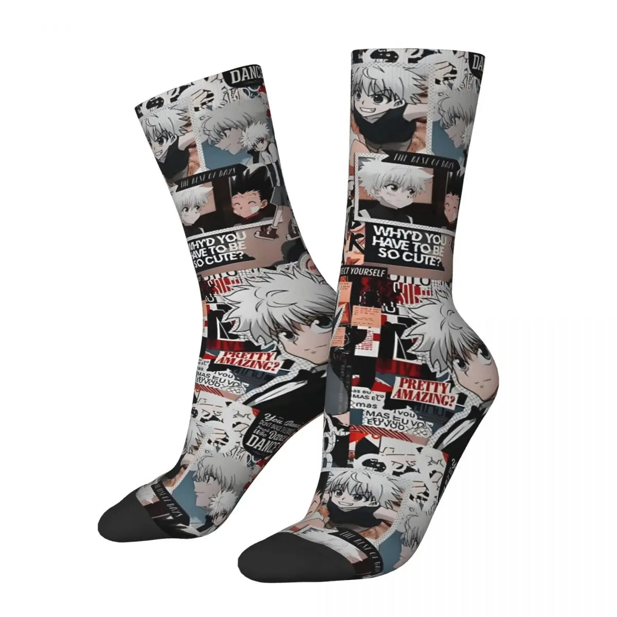 Hip Hop Retro Killua And Gon Gentlemen Crazy Men's compression Socks Unisex Hunter Hunter Anime Harajuku Seamless Crew Sock