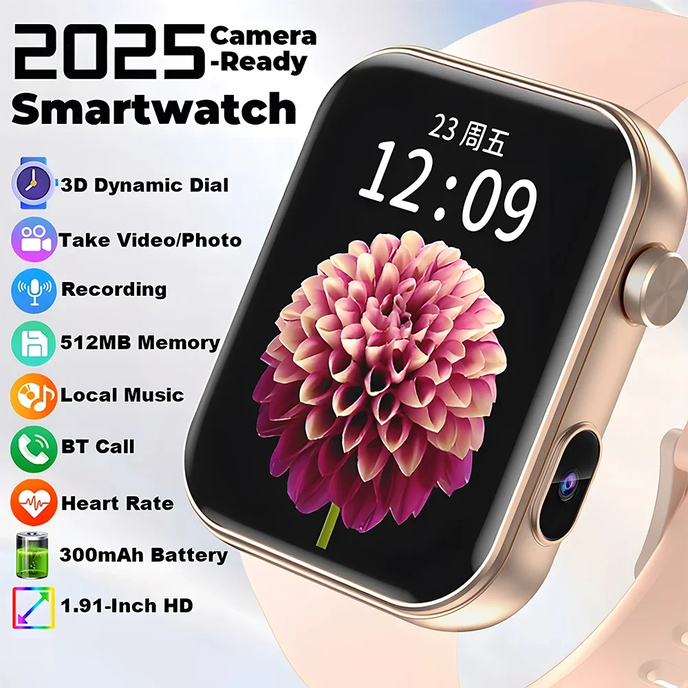 

2025 Новые Смарт-часы с большой памятью 3D Dynamic Dail Take Photos Видео Пульсометр Спорт Фитнес Водонепроницаемые BT Call HD Смарт-часы