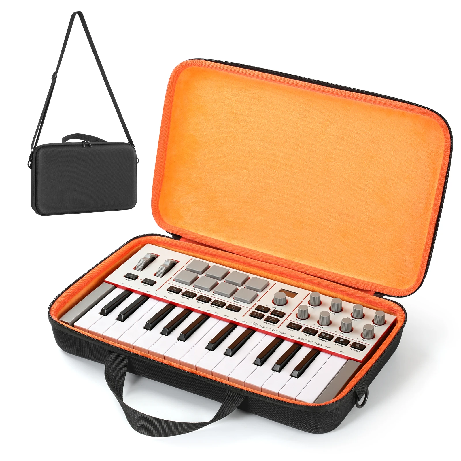 Travel Carrying Case for Akai MPK Mini IV USB-C MIDI Keyboard Controller Hard EVA Waterproof Bag with Shoulder Strap