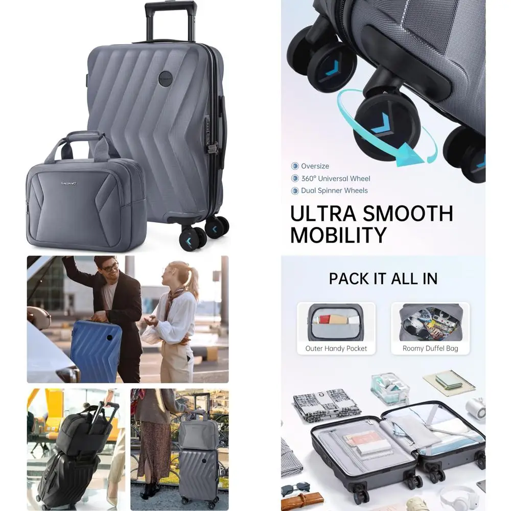 

Two-Piece Hardside Luggage Set, Airline Approved, 20 Inch Spinner Suitcase, Travel Carry-On Bag