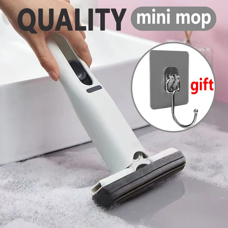 

Mini Mop Folding Powerful Squeeze with Self-squeezing Small Mop For Family Cars Floor Washing Table Window Cleaning Tools