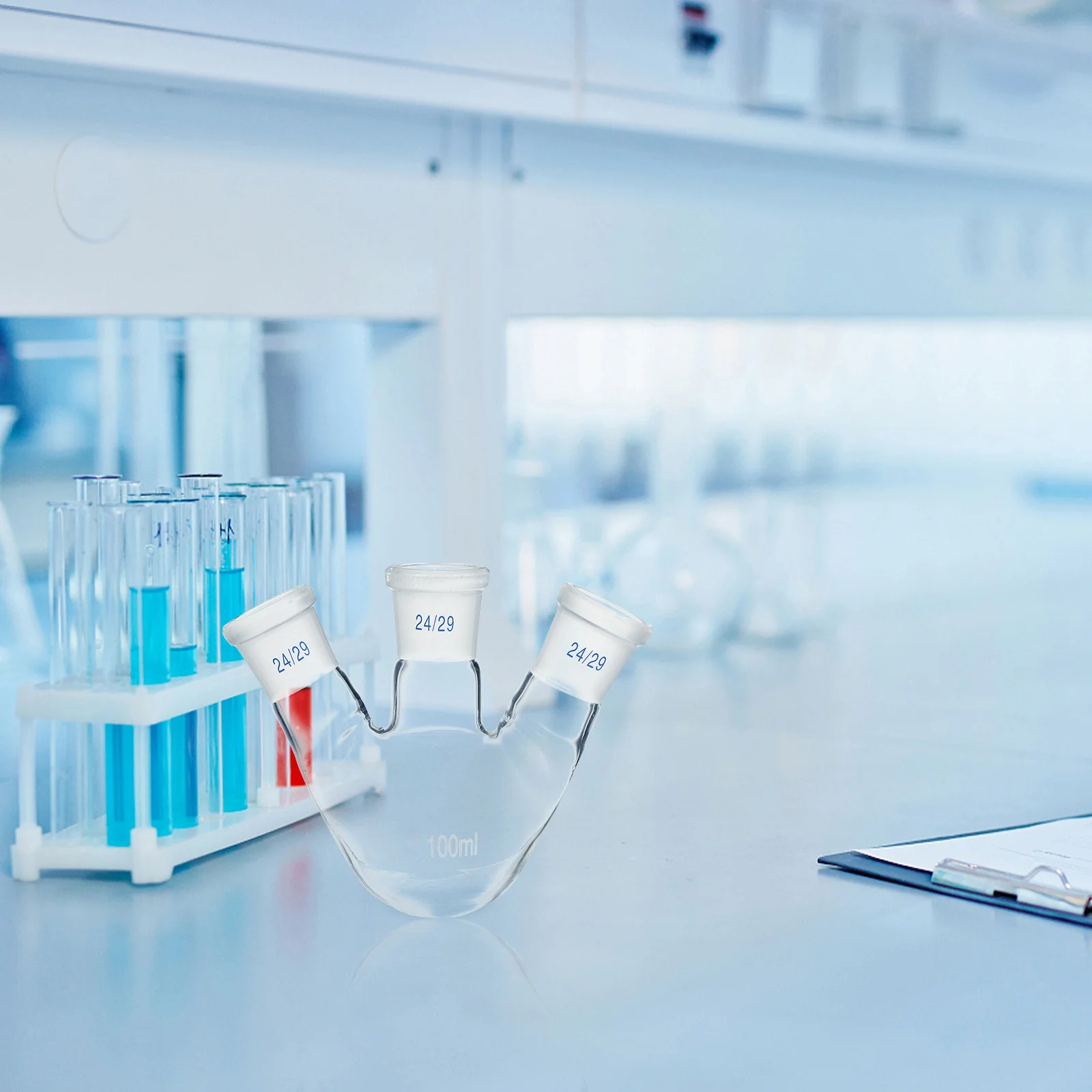 

3 Neck Boiling Flask Well-Polished Edges Safe Use Steam Fractional Azeotropic Distillation Glassware Laboratory 3 Neck Flask